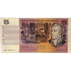 AUSTRALIA 1968 . FIVE 5 DOLLAR BANKNOTE . PHILLIPS/RANDALL . STAR NOTE . FIRST PREFIX ZNC